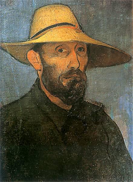 Wladyslaw slewinski Self-portrait in straw hat oil painting picture